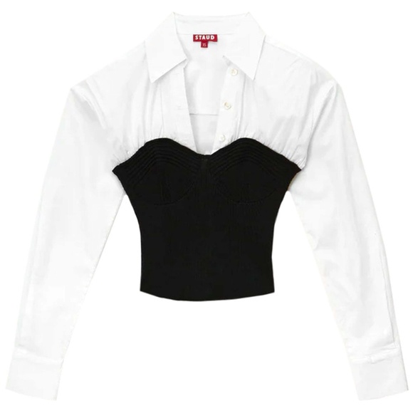 STAUD Tops - STAUD Hazel Top Size XS Sweater Button Up Corset Style Dark Academia 90s Style